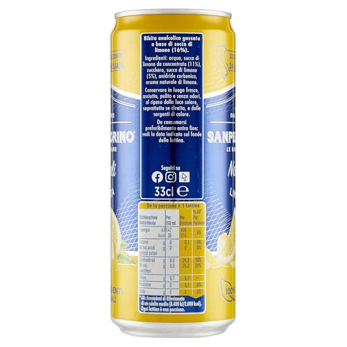 BIBITE SANPELLEGRINO, Limonata, Bevanda Gassata Analcolica - 24 lattine da 330ml