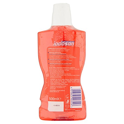 Iodosan Antiplacca, Collutorio con Antibatterico, combatte la Placca e protegge le Gengive, senza Alcool, 500ml