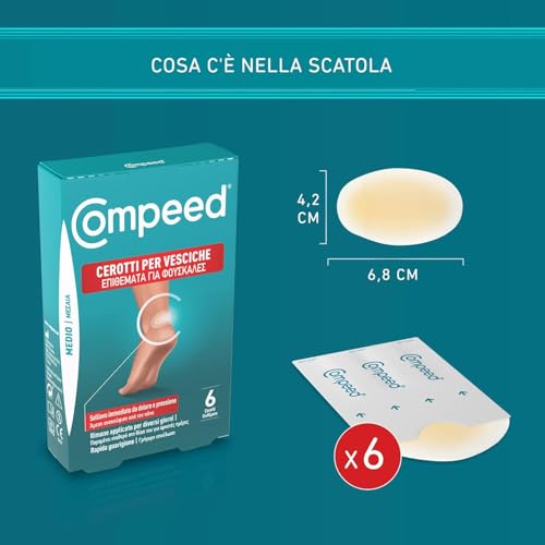 COMPEED Extreme, Cerotti per vesciche. Lunga durata e resistenti all'acqua. Ideali per lo sport - Formato medio, 6 Cerotti. Pack 100% plastic free