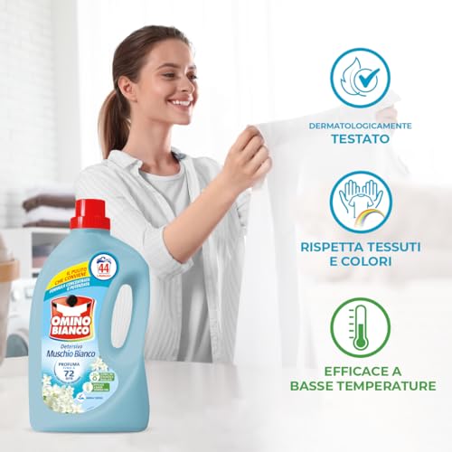 Omino Bianco - Detersivo Lavatrice Liquido, 44 Lavaggi, 1.76 l (Confezione da 1)