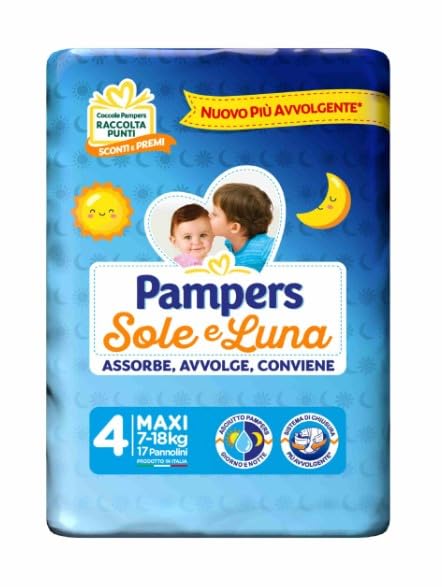 PAMPERS SOLE E LUNA TAGLIA 4 MIS.7-18 KG 22 PANNOLINI X 6 PEZZI TOT.132
