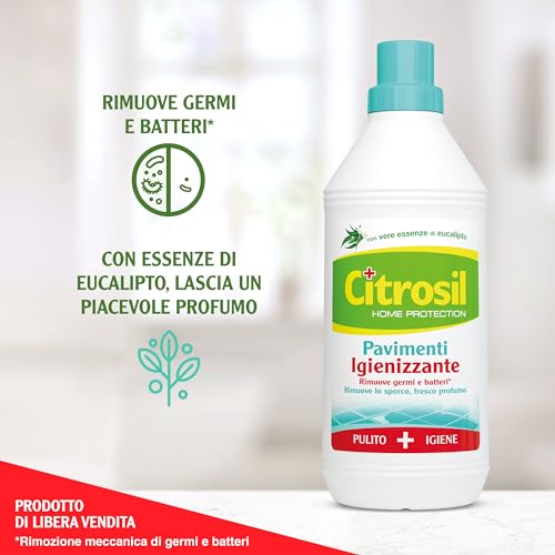 Citrosil Home Protection - Detergente Liquido Pulisci Pavimenti Disinfettante con Vere Essenze di Limone, 900 ml