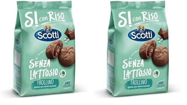 Si con Riso - Frollino Ripieno alla Crema alla Nocciola - Biscotti Senza Lattosio e Senza Olio di Palma - 200 g