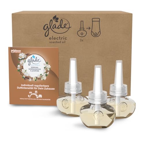 Glade (Brise) Electric Scented Oil ricarica per ambienti con olio profumato, sensual Sandalwood e gelsomino, confezione da 3 (3 x 20 ml)
