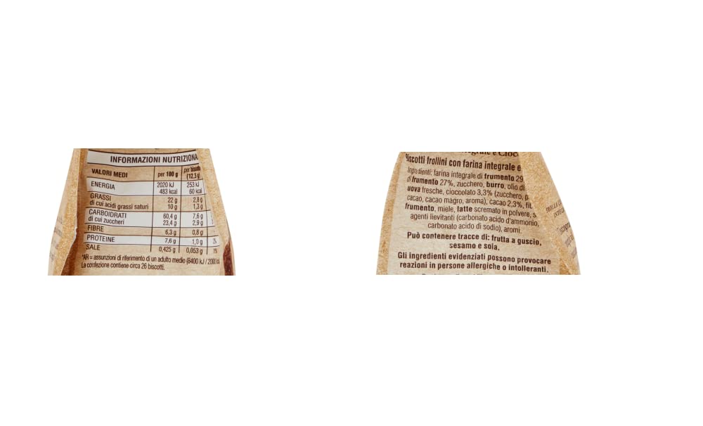 3 x Mulino Bianco Cioccograno Whole Wheat (Integrale) Biscuits Cookies with Chocolate 350g