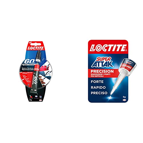 Loctite 60 Secondi Colla Universale, adesivo forte per riparazioni domestiche che incolla in 60 secondi, colla gel trasparente per molti materiali diversi, 1x20g tubetto