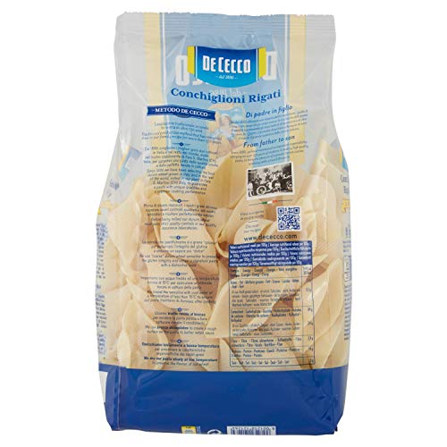 De Cecco - Conchiglioni Rigati n 126, Pasta di Semola di Grano Duro - 6 pezzi da 500 g [3 kg]
