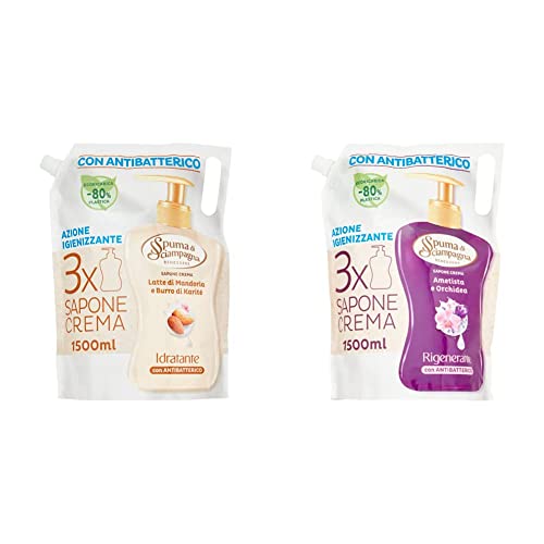 Spuma Di Sciampagna Ecoricarica Sapone Liquido Mani Latte Di Mandorla E Burro Di Karitè - 1500 Ml