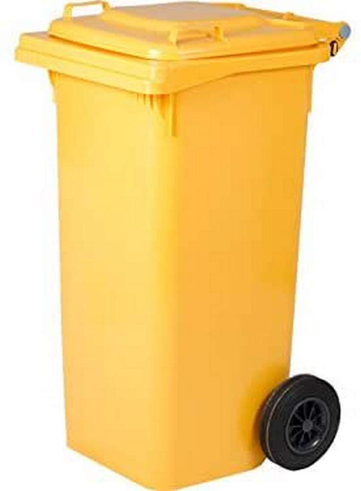 Bidone immondizia carrellato lt. 240 - cm 73 x 58 x 106 giallo