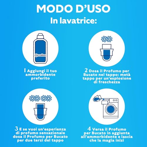 Coccolino Profumo per Bucato Freschezza Celeste, Extra Profumo* a lungo. Efficace Anche a Freddo e nei Cicli Brevi, con note di fragranza Patchouli, Lavanda, Eucalipto, 342ml