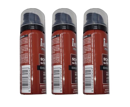 Intesa Schiuma da Barba Idratante con Olio di Avocado, Confezione con 3 MINI SIZE da VIAGGIO da 50 ml - 50 ml x 3
