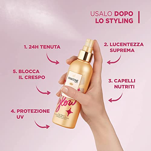 Pantene Pro-V Forever Glow Olio Styling Per Capelli, Tenuta 24h, Lucentezza Suprema, Capelli Nutriti, Blocca Il Crespo, Trattamento Senza Risciacquo, 200ml