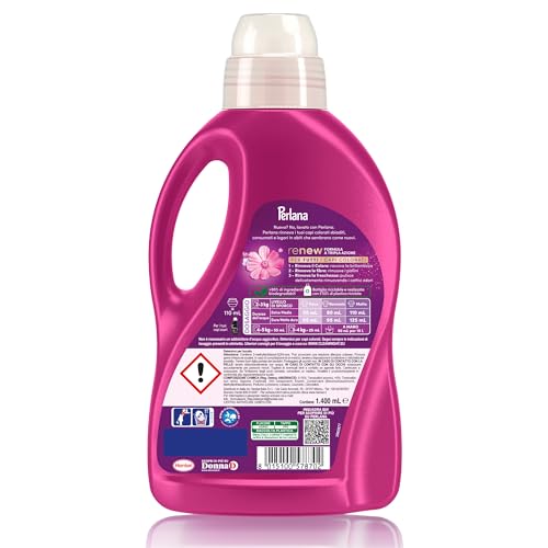 Perlana Detersivo Colorati Incanto Floreale (28 lavaggi), Detersivo lavatrice liquido per tutti i capi colorati, Detersivo colorati per pulizia delicata e colori e fibre rinnovati