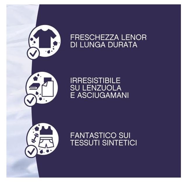 Lenor Ammorbidente Lavaggi, Sensitive, Offre Una Freschezza Di Lunga Durata Per Avere Lenzuola Fresche Di Bucato Fino A 1 Settimana