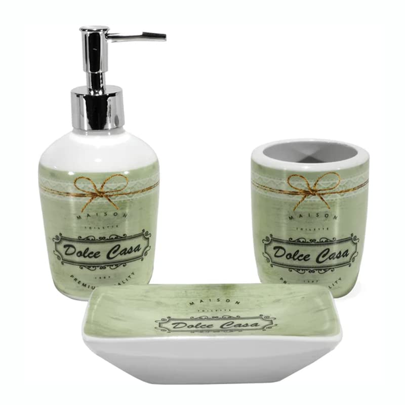 CG94 Set Bagno 3 Pezzi in Ceramica Verde
