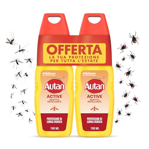 Autan Active Vapo Bipacco, Insetto Repellente e Antizanzare, Lunga Durata, 2 Confezioni da100 ml