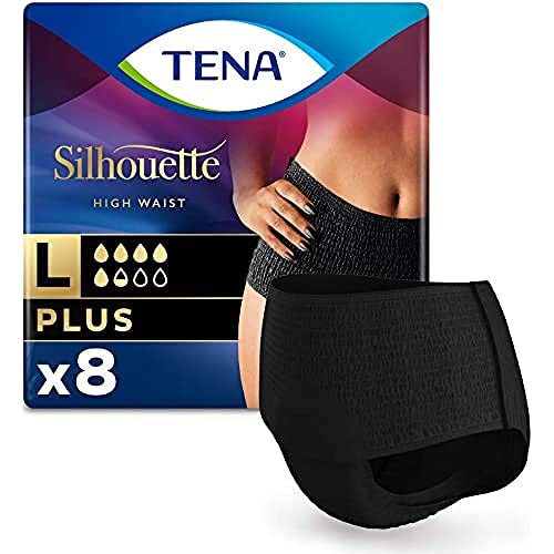 TENA Silhouette Normal a vita bassa - Biancheria intima assorbente usa e getta per incontinenza donna - Post-parto - per perdite urinarie moderate - nero, taglia M - 60 mutandine (pacchetto 1 mese)