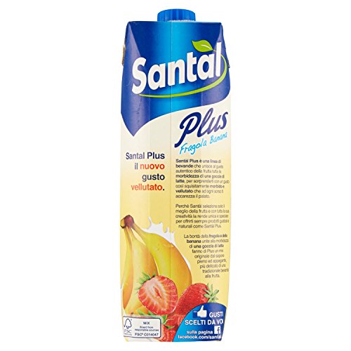 Santal - Succo Plus Fragola Banana, Con Una Goccia Di Latte - 6 pezzi da 1 l [6 l]