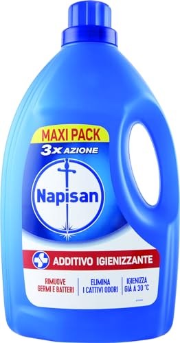 Napisan Additivo Disinfettante Lavatrice, Confezione da 2.2 Litri di Additivo Liquido per Lavatrice, Contro i Batteri e i Cattivi Odori