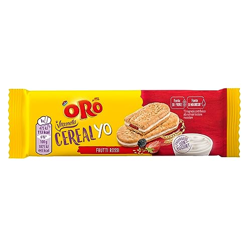 Vitasnella Cereal Yo Frutti Rossi - Snack con farcitura allo yogurt e frutti rossi tra due biscotti ai cereali integrali, 253g