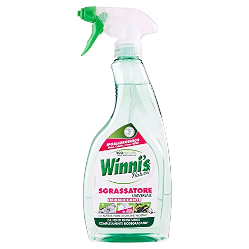 Winni's - Sgrassatore Spray Universale Multisuperficie Ipoallergenico, Azione Sgrassante e Pretrattante Contro le Macchie, con Materie Prime di Origine Vegetale, 500 ml