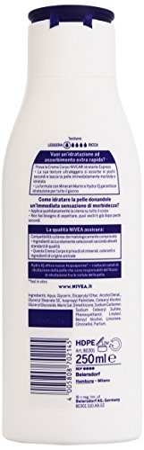 Nivea Crema Corpo Idratante Express, Assorbimento Extra Rapido, Idratazione Profonda e a Lunga Durata, 250 ml