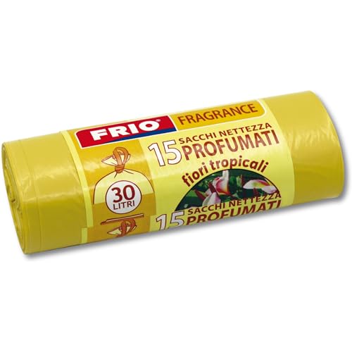 FRIO - Sacchetti spazzatura PROFUMATI 30 Litri - 52x58cm - Confezione da 15 Sacchetti per la Spazzatura di Qualità Premium, extra resistenti