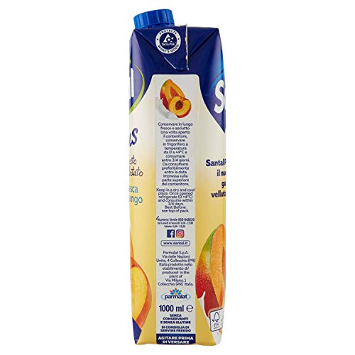 Santal - Plus, Bevanda Analcolica, Pesca e Mango - 12 pezzi da 1 l [12 l]