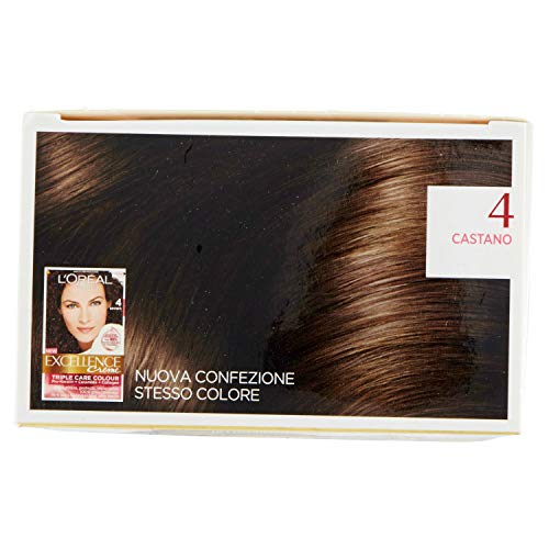 l'Oréal Paris Excellence Crema Colorante Triplo Trattamento Avanzato, 4 Castano - 1 Pacco