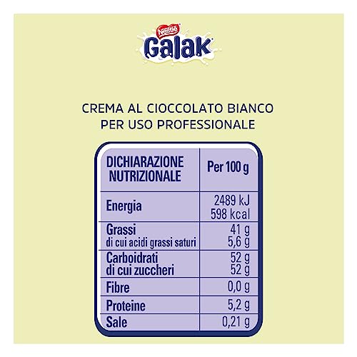 GALAK PROFESSIONALE Crema Spalmabile al Cioccolato Bianco, Secchiello 3kg