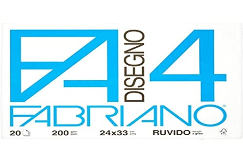 Fabriano F4 05000597, Album da Disegno, Formato 24 x 33 cm, Fogli Ruvidi, Grammatura 200gr/m2, 20 Fogli