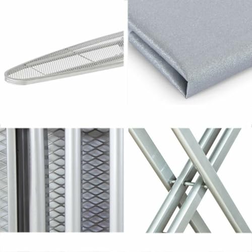 Vileda 142473 Rapid Copriasse da Stiro Universale, in Cotone e Alluminio, Termoriflettente, con Fermacorda, Grigio, Lunghezza 100-130 cm, Larghezza 30-45 cm