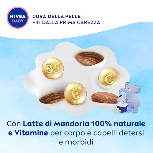 NIVEA BABY Gel Doccia dai Capelli ai Piedini 500ml, Bagnoschiuma bambini per pelle e capelli morbidi e puliti, Bagnoschiuma neonato con protezione no lacrime, Shampoo bambini idratante ed emolliente