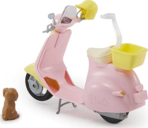 Barbie Scooter e Cagnolino, Moto con Cucciolo e Casco, Bambola non Inclusa, per Bambini 3 + Anni, FRP56