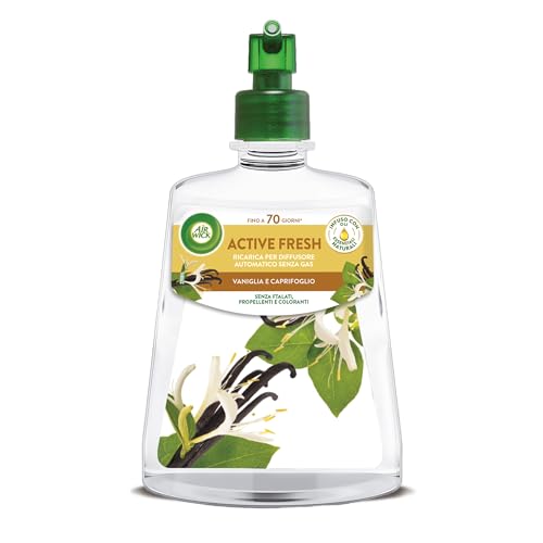 Airwick Active Fresh Deodorante per Ambienti, Ricarica per Diffusore Spray Automatico senza Gas alla fragranza Vaniglia e Caprifoglio, 228 ml (Confezione da 1)