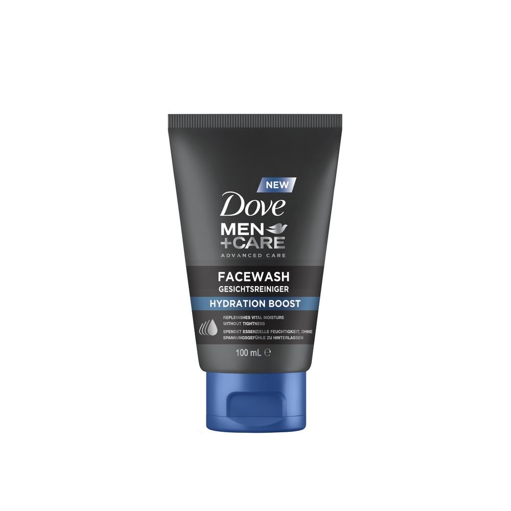 Dove Men+Care Facewash Hydration Boost – Cura della pelle per uomini – Detergente per il viso – idrata essenziale senza lasciare tensione, 1 x 100 ml