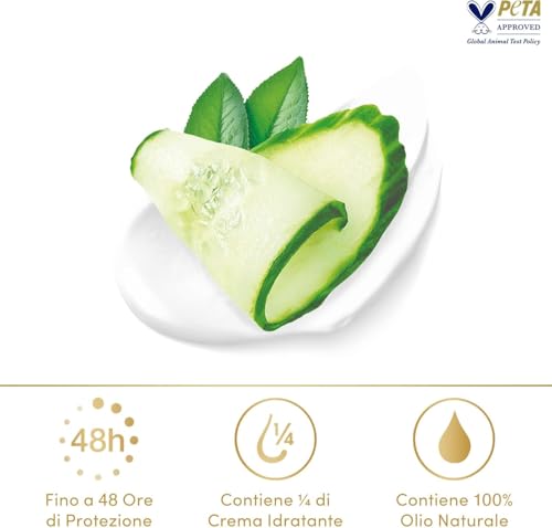 Dove, Deodorante Go Fresh Cetriolo e Tè Verde Stick, Deodorante Antitraspirante, con 1/4 Crema Idratante, Protezione Fino a 48 Ore, con Olio Nutriente, Deodorante Uomo e Donna, 40ml