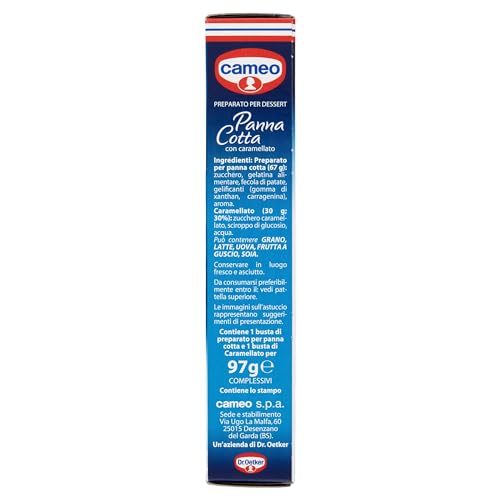 Cameo Preparato per Panna Cotta con Caramellato, Dessert Facile da Preparare, Contiene lo Stampo per la Cottura 1 Busta di Preparato e 1 Busta di Caramellato, Astuccio da 6 Porzioni, 97 g