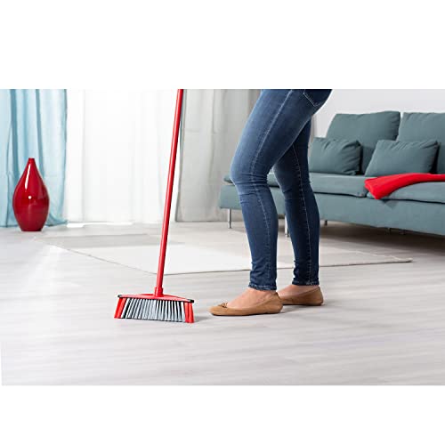 Vileda 3Action Scopa per Interni con 3 Diverse Setole, Rosso - Grigio, 28 x 14 x 4 Cm