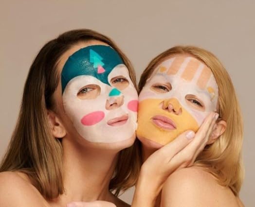Maschera viso vegan per bambini e adulti, in tessuto stampato, lenitivo e idratante, per routine bellezza, cura del viso, idrata la pelle, idea regalo per ragazza, donna, facile da applicare - 1 unità