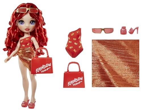 Rainbow High Fashion Doll con Slime & Animale - Ruby (Rosso) - Bambola Scintillante da 28 cm con Slime Scintillante, Animale Magico e Accessori Moda - età 4-12 Anni