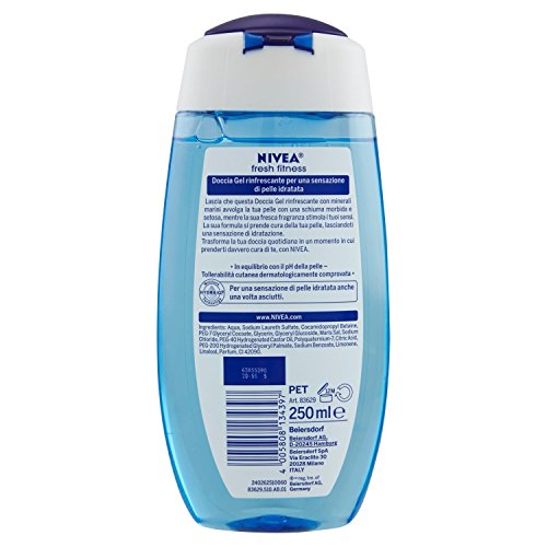 Nivea Doccia Gel Fresh Fitness, Bagnoschiuma Minerali Marini e Fragranza Rigenerante, 3 Confezioni da 250 ml