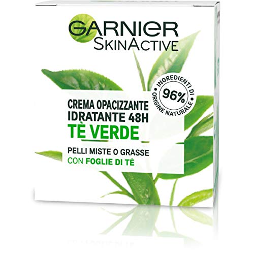 Garnier Crema Viso Idratante Opacizzante SkinActive, Ottima per Pelli Miste o Grasse, Arricchita con The Verde, 50 ml, Confezione da 1