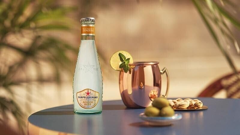 24x San Pellegrino Ginger Beer, bevanda analcolica italiana rinfrescante gassata con note di zenzero, bottiglia di vetro da 20cl