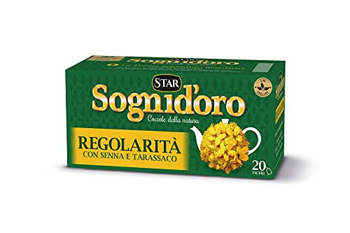 Sogni d'oro Tisana Regolarità, confezione da 20 Filtri, con senna e tarassaco, solo ingredienti naturali. Favorisce l'equilibrio della flora intestinale.