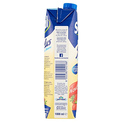 Santal - Succo Plus Fragola Banana, Con Una Goccia Di Latte - 6 pezzi da 1 l [6 l]