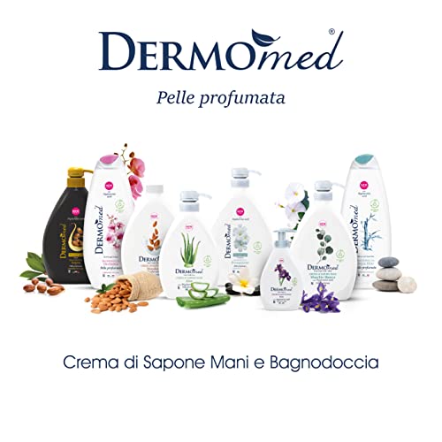 Dermomed Bagnodoccia Rispetta la Pelle Rendendola Profumata e Morbida con Acido Ialuronico 100% Made in Italy pH 5.5 Dermatologicamente Testato Confezione 650 ml