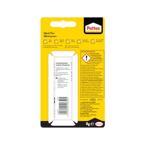 Pattex Repair Extreme, adesivo multiuso flessibile e non restringente, adesivo di riparazione resistente alle temperature, forte adesivo per interno ed esterno, 1x tubo da 8 g