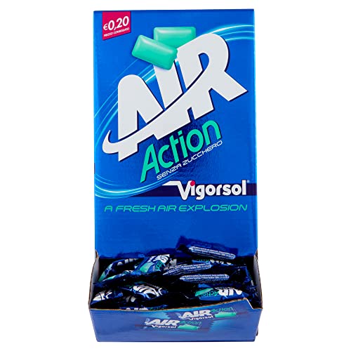Vigorsol Air Action, Gomme da Masticare Senza Zucchero, Chewing Gum Gusto Menta, 250 monoporzioni da 2 Gomme ognuno incartate singolarmente, Confezione da 500 Confetti