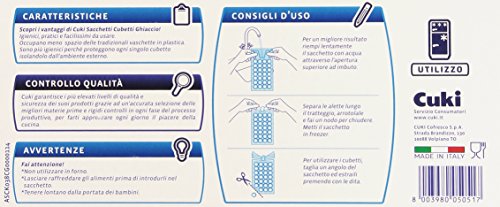 Cuki - Sacchetti Trasparenti, per Cubetti Ghiaccio con Alette di Chiusura - 8 confezioni da 10 pezzi [80 pezzi]